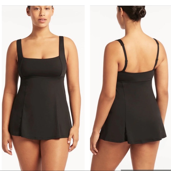 SEA LEVEL Eco Essentials Square Neck Swim Dress 8 - Picture 2 of 4